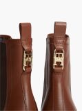 Brown Leather Square Toe Block Heel Chelsea Boots  Women