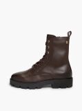 Brown TH Monogram Leather Lace-Up Boots  Women