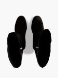Black Enamel Flag Suede High Chelsea Boots  Women
