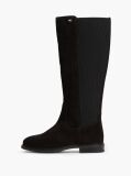 Black Enamel Flag Suede High Chelsea Boots  Women