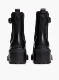 Black Leather Buckle Block Heel Chelsea Boots  Women