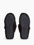 Black Faux Fur Crossover Strap Slippers  Women