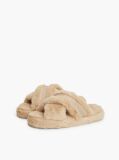 Pink Faux Fur Crossover Strap Slippers  Women
