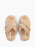 Pink Faux Fur Crossover Strap Slippers  Women