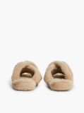 Pink Faux Fur Crossover Strap Slippers  Women