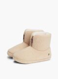 Beige Signature Tape Faux Fur Slipper Boots  Women