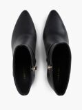 Black Leather Pointed Toe Heeled Ankle Boots  Women
