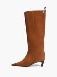 Brown Kitten Heel Suede Knee-High Boots  Women