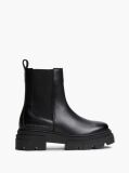 Black Leather Chunky Chelsea Boots  Women