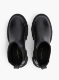 Black Leather Chunky Chelsea Boots  Women