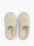 Beige Logo Embroidery Flannel Slippers  Women