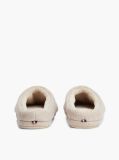 Beige Logo Embroidery Flannel Slippers  Women