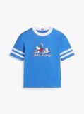Μπλε Βαμβακερό T-Shirt Με Κυματιστή Σημαία  Αγόρια