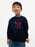 Μπλε Μακρυμάνικο T-Shirt Με Tartan Λογότυπο  Αγόρια