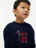Μπλε Μακρυμάνικο T-Shirt Με Tartan Λογότυπο  Αγόρια