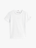 Άσπρο Tonal Κοντομάνικο T-Shirt Με Σημαιάκι  Κορίτσια
