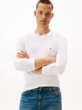 Άσπρο Μακρυμανικο T-Shirt Σε Slim Ελαστικη Γραμμη  Άνδρες