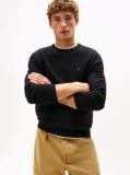 Black Cotton Cashmere Crew Neck Jumper.  Men