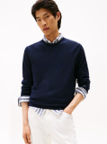 Blue Fine Merino Wool Crew Neck Sweater  Men