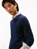 Blue Fine Merino Wool Crew Neck Sweater  Men