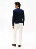 Blue Fine Merino Wool Crew Neck Sweater  Men