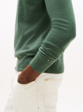 Green Fine Merino Wool Crew Neck Sweater  Men