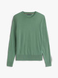 Green Fine Merino Wool Crew Neck Sweater  Men