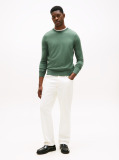 Green Fine Merino Wool Crew Neck Sweater  Men