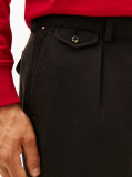 Μαύρο Harlem Πλισέ Παντελόνι Σε Tapered Γραμμή Από Twill  Άνδρες