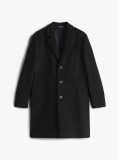 Μαύρο Smart Casual Μάλλινο Παλτό Με Μονή Σειρά Κουμπιών  Άνδρες