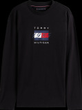Μαύρο Μακρυμάνικο T-Shirt Από Jersey Με Σημαία  Άνδρες