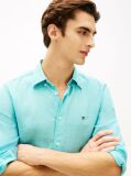 Blue Regular Fit Washed Pure Linen Shirt  Men