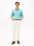 Blue Regular Fit Washed Pure Linen Shirt  Men