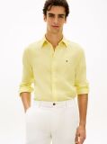 Yellow Regular Fit Washed Pure Linen Shirt  Men