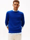 Blue Textured Knit Crew Neck Jumper  Men