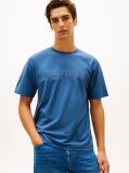 Μπλε Άνετο T-Shirt Με Στρογγυλή Λαιμόκοψη Και Κεντημένο Λογότυπο  Άνδρες