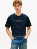 Μπλε Βαμβακερό T-Shirt Με Κλασική Λαιμόκοψη Και Λογότυπο  Άνδρες