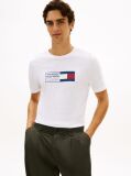 Άσπρο Βαμβακερό T-Shirt Με Κλασσική Λαιμόκοψη Και Λογότυπο  Άνδρες