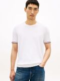 Άσπρο Smart Casual T-Shirt Με Λεπτή Πλέξη  Άνδρες