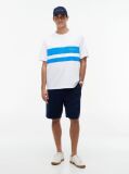 Άσπρο Άνετο T-Shirt Με Colour-Blocked Ριγέ Σχέδιο  Άνδρες