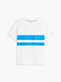 Άσπρο Άνετο T-Shirt Με Colour-Blocked Ριγέ Σχέδιο  Άνδρες
