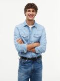 Blue Regular Fit Western Denim Shirt  Men