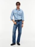 Blue Regular Fit Western Denim Shirt  Men