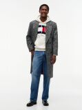 Beige Flag Embroidery Logo Fleece Hoody  Men