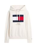 Beige Flag Embroidery Logo Fleece Hoody  Men