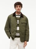 Green Corduroy Collar Padded Ripstop Barn Jacket  Men