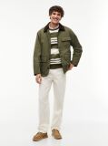 Green Corduroy Collar Padded Ripstop Barn Jacket  Men