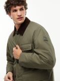 Green Corduroy Collar Padded Ripstop Barn Jacket  Men