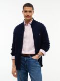 Blue Lambswool Zip-Thru Cable Knit Jumper  Men