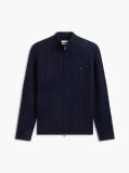 Blue Lambswool Zip-Thru Cable Knit Jumper  Men